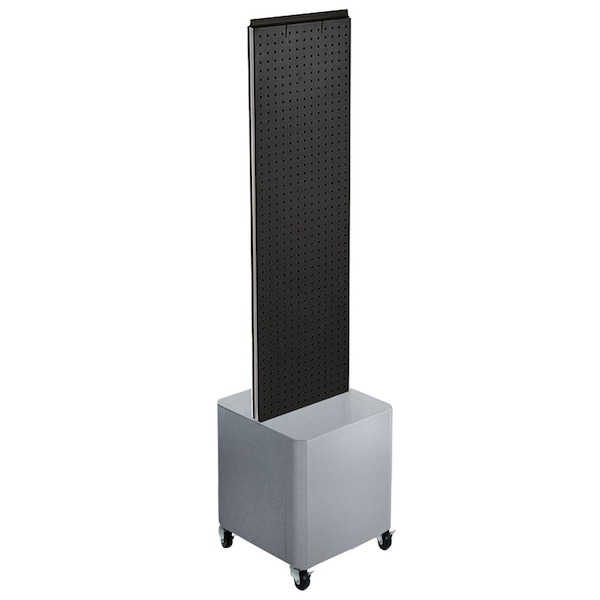 Two-Sided Pegboard Floor Display on Wheeled Studio Base